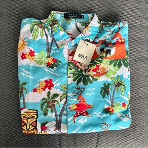 SSLR Tropical Hawaiian Short Sleeved Men’s Santa Christmas Party Shirt
